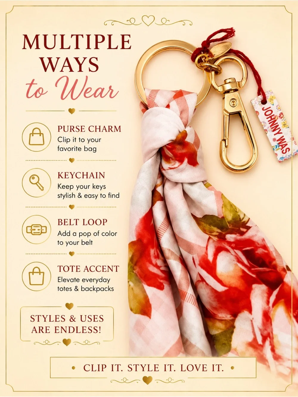 𝐉𝐎𝐇𝐍𝐍𝐘 𝐖𝐀𝐒 𝐍𝐖𝐓 Keychain Zoila Bandana Silk Scarf Handkerchief - Boho Bag Charm